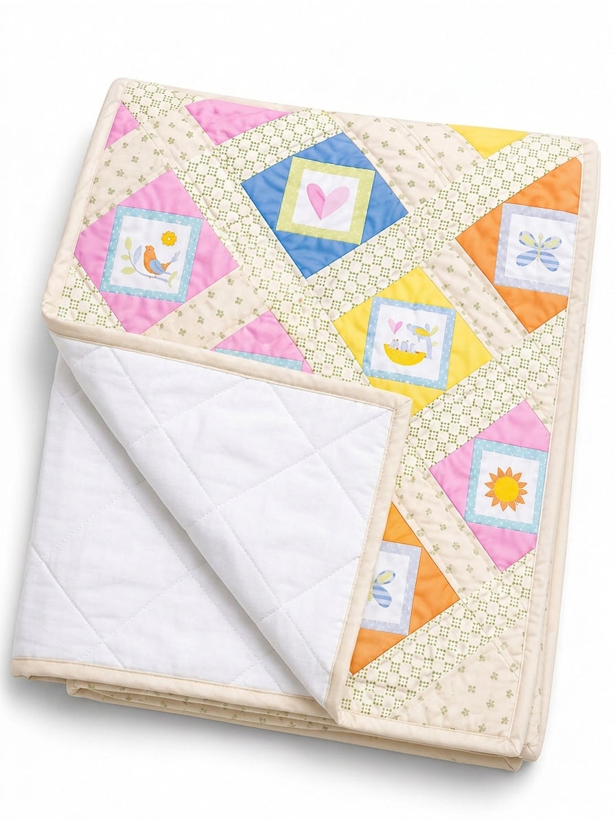Kit Patchwork para Cobija de Bebé – Diseño Momentos (120 × 100 cm)