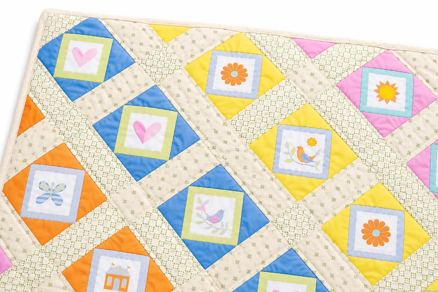 Kit Patchwork para Cobija de Bebé – Diseño Momentos (120 × 100 cm)